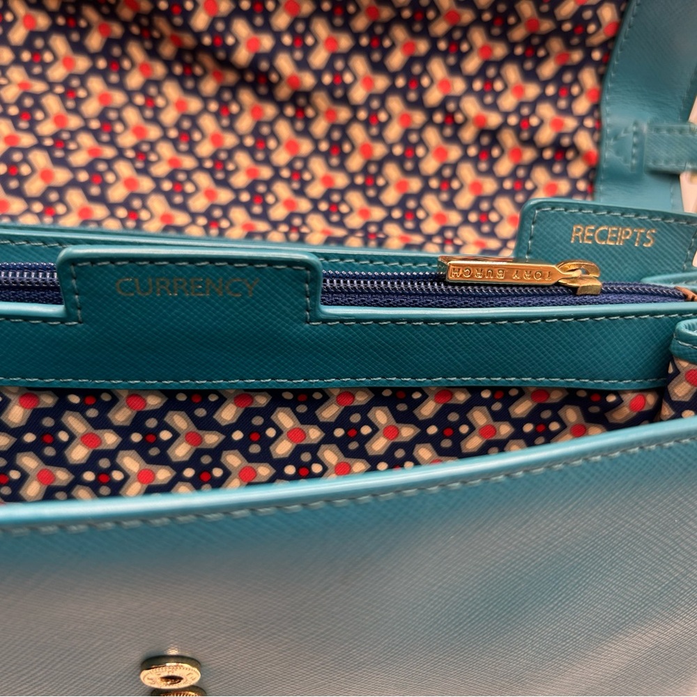 Tory Burch Expandable Concierge Blue Crossbody Bag - Picture 7 of 9